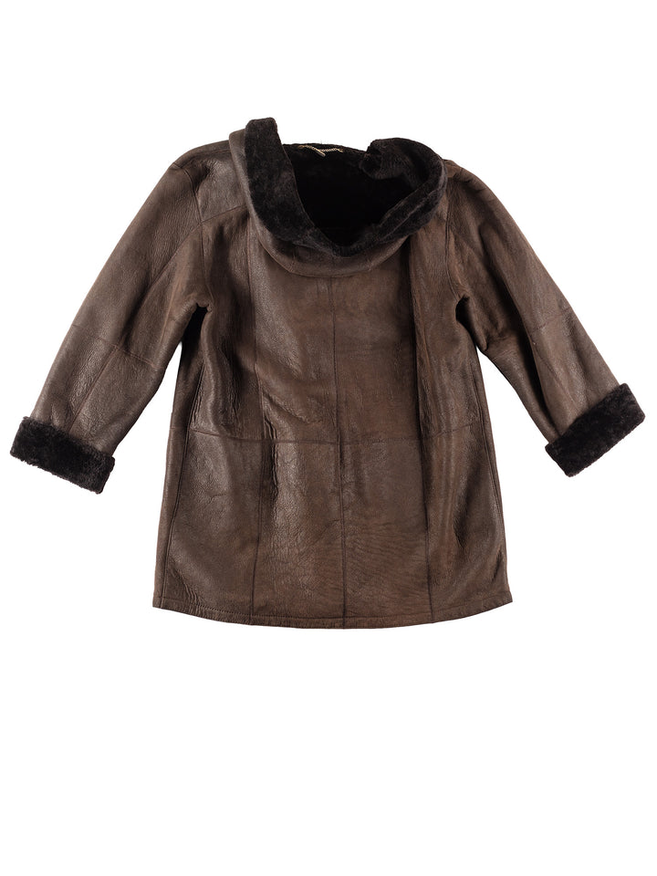 Vintage 80's Women Sheepskin Coat in Brown