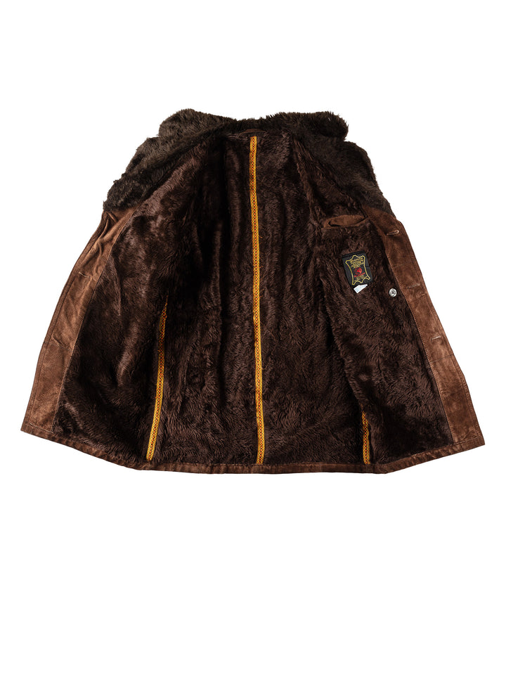 Vintage 80's Men Faux Sheepskin Coat in BrownVN363