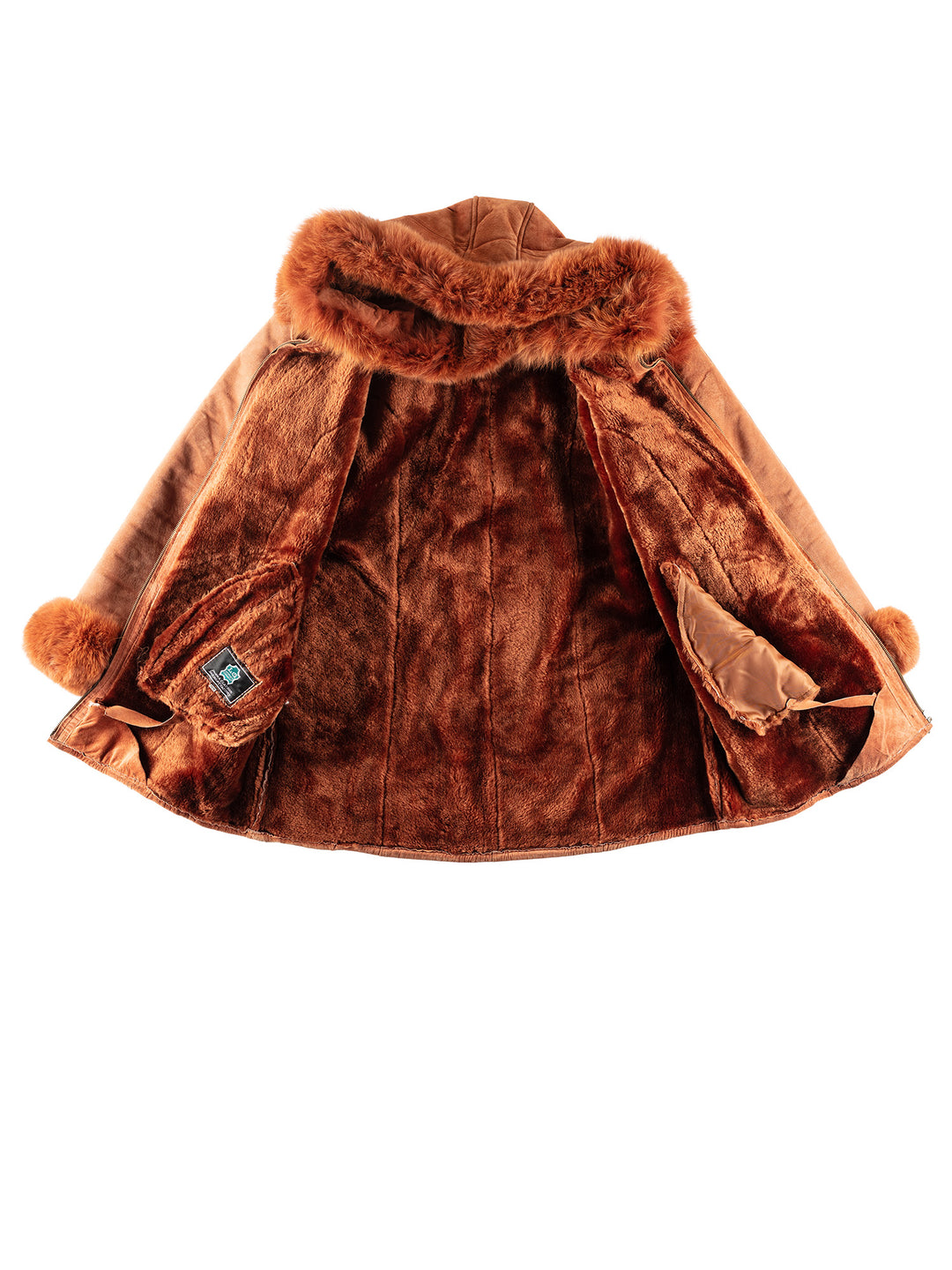 Vintage 80's Women Faux Sheepskin Coat in OrangeMN238