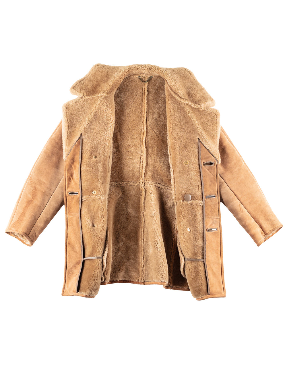 Vintage 70's Men Sheepskin Coat in Beige