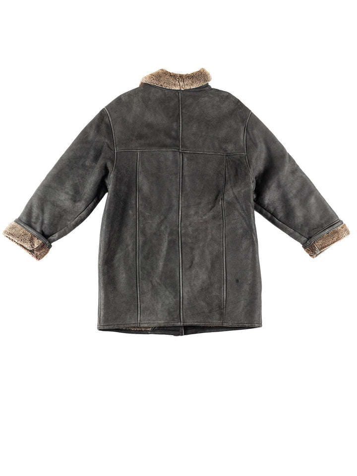 Vintage 80's Women Sheepskin Coat in Gray