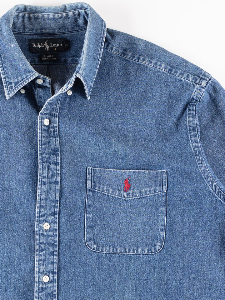 Vintage 90's Men Ralph Lauren Shirt in Blue