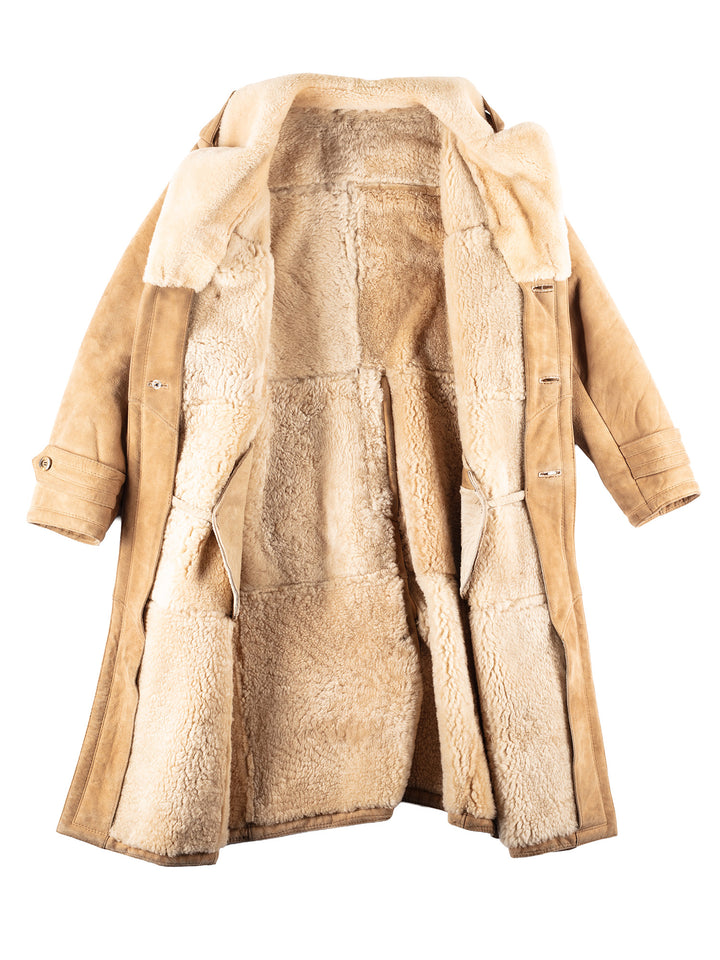 Vintage 80's Men Sheepskin Coat in BeigeVN098