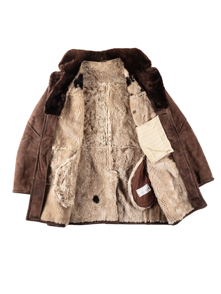 Vintage 80's Men Sheepskin Coat in BrownVN134