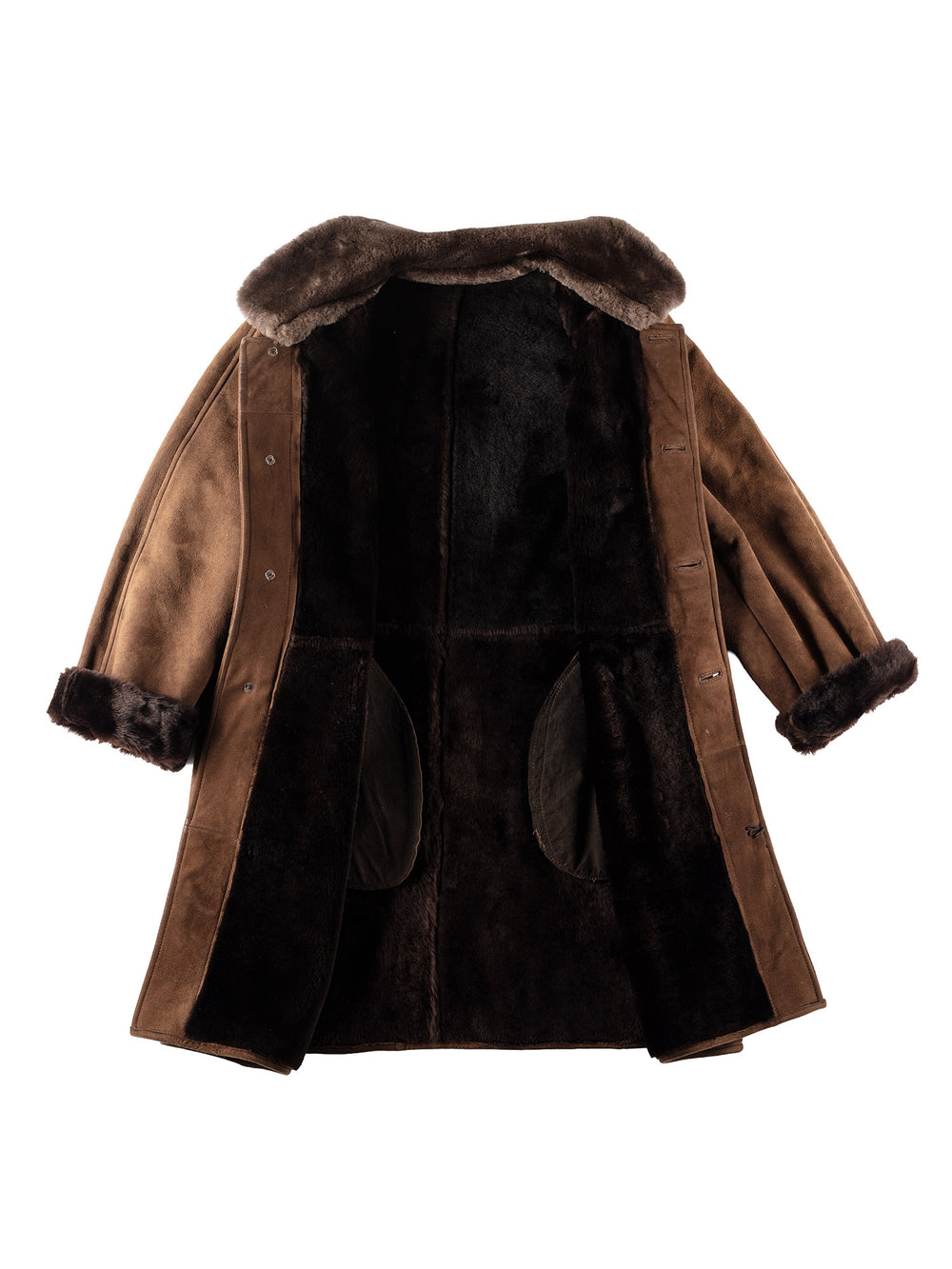 Vintage 80's Men Sheepskin Coat in BrownVN156