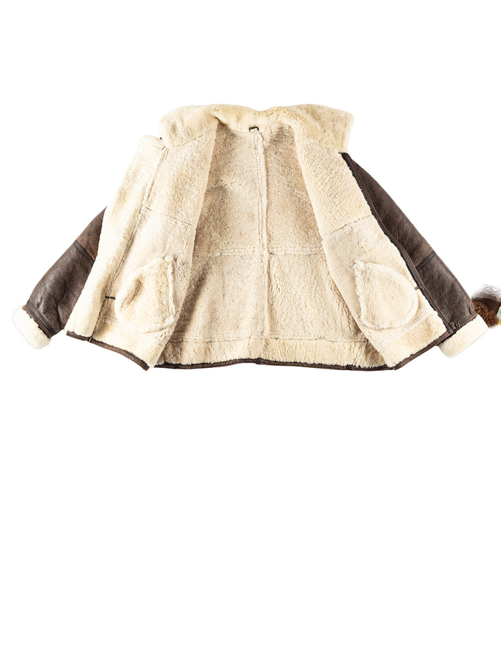 Vintage 80's Men Sheepskin Jacket in BrownVN258