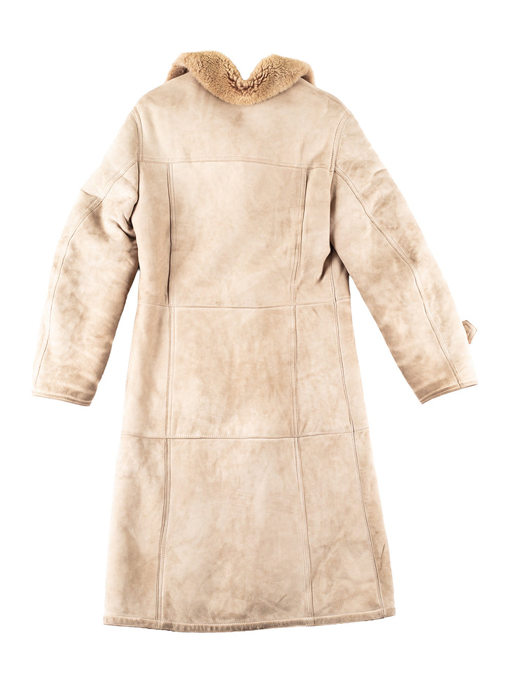 Vintage 70's Women Sheepskin Coat in Beige