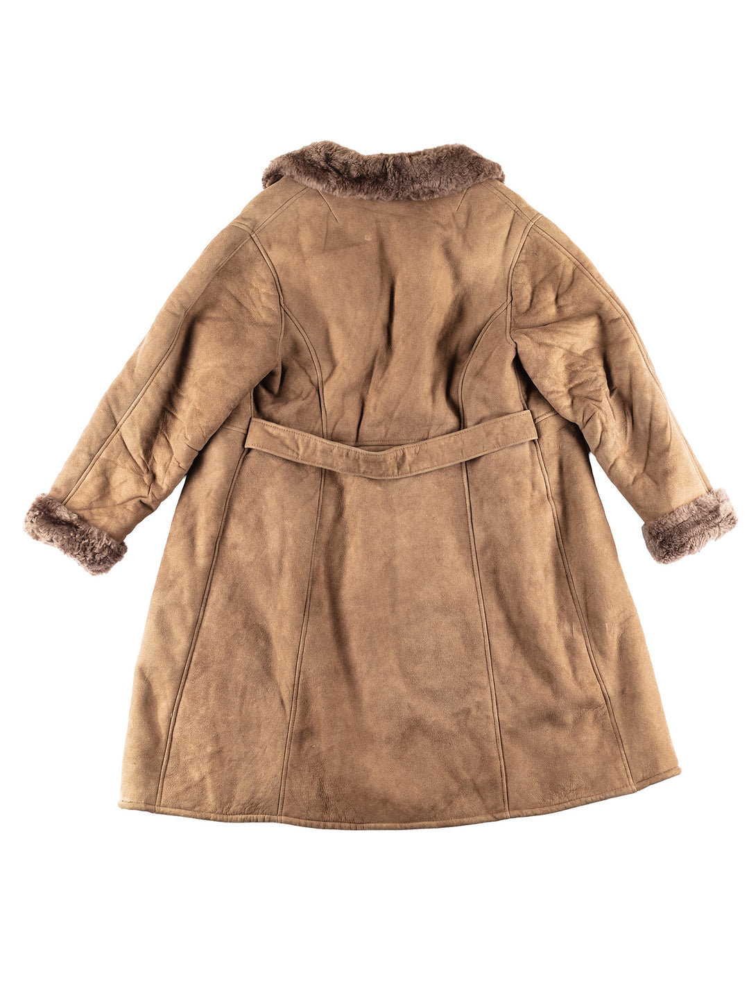 Vintage 90's Women Suede Sherpa Coat in Brown