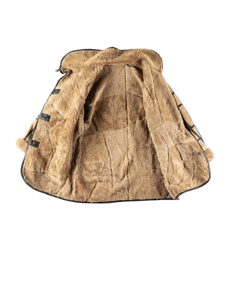 Vintage 80's Men Sheepskin Coat in BeigeMN197