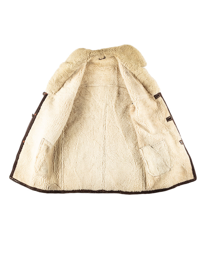 Vintage 80's Men Sheepskin Coat in BrownVN203