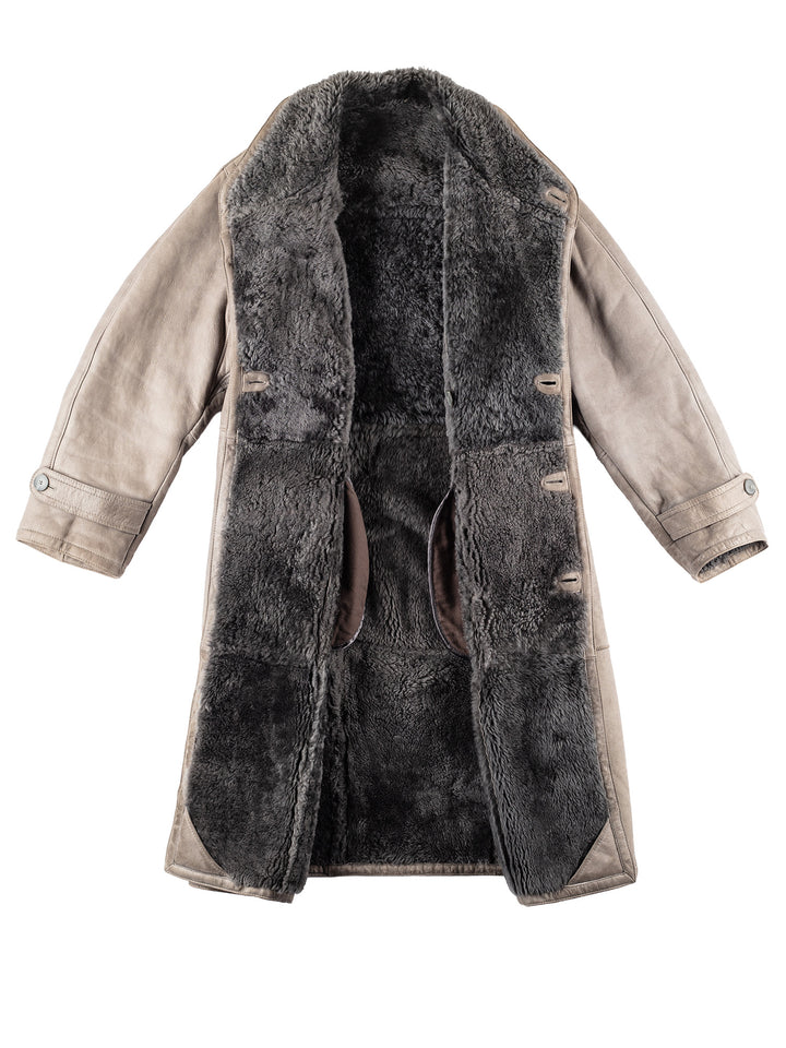Vintage 80's Men Sheepskin Coat in GrayVN097