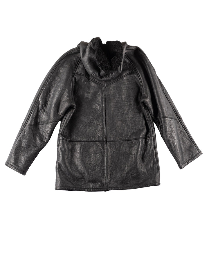 Vintage 90's Women Sheepskin Coat in Black