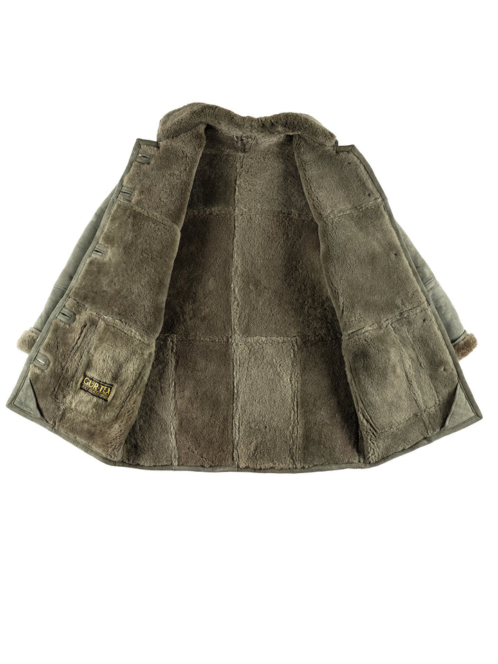 Vintage 80's Women Sheepskin Coat in GreenMN432