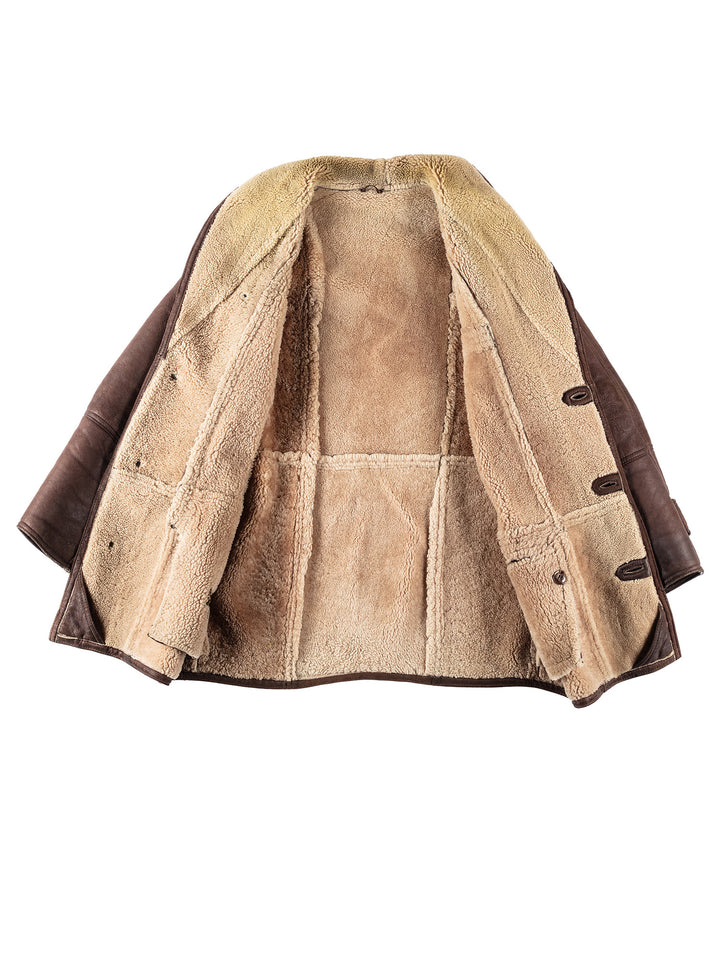Vintage 80's Men Sheepskin Coat in BrownVN115