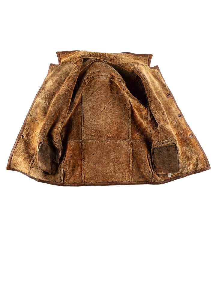 Vintage 80's Men Sheepskin Coat in BrownVN486