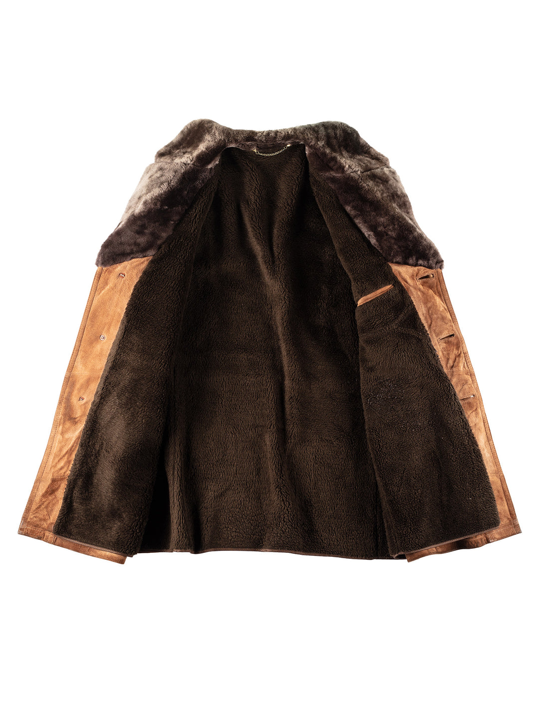 Vintage 70's Men Faux Sheepskin Coat in BrownVN243