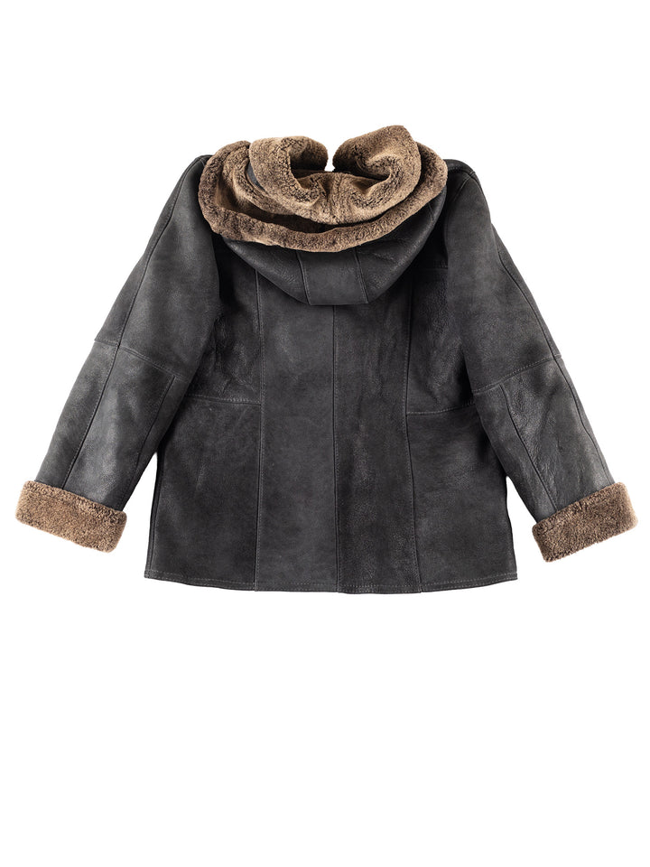 Vintage 00's Women Sheepskin Coat in Black