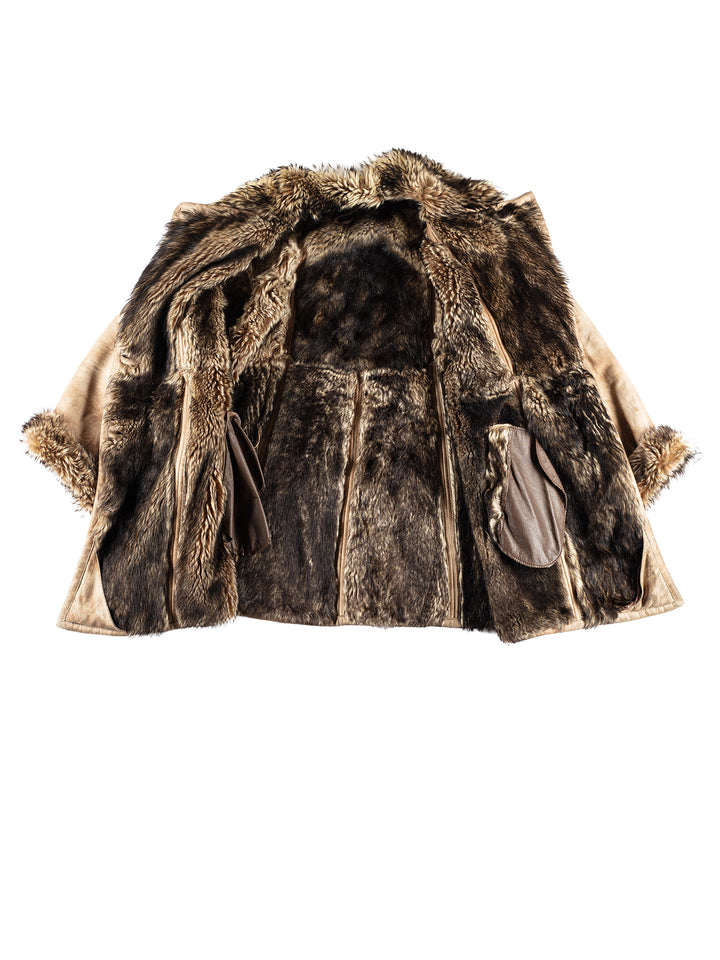 Vintage 80's Women Sheepskin Coat in BeigeMN428