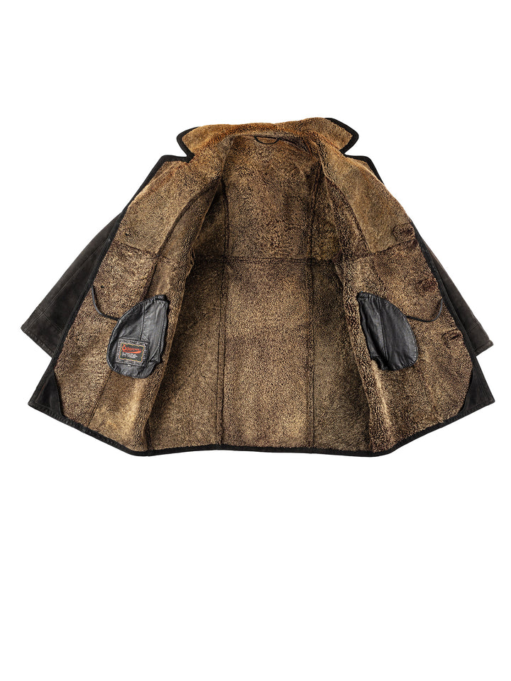 Vintage 80's Men Sheepskin Coat in BlackVN229