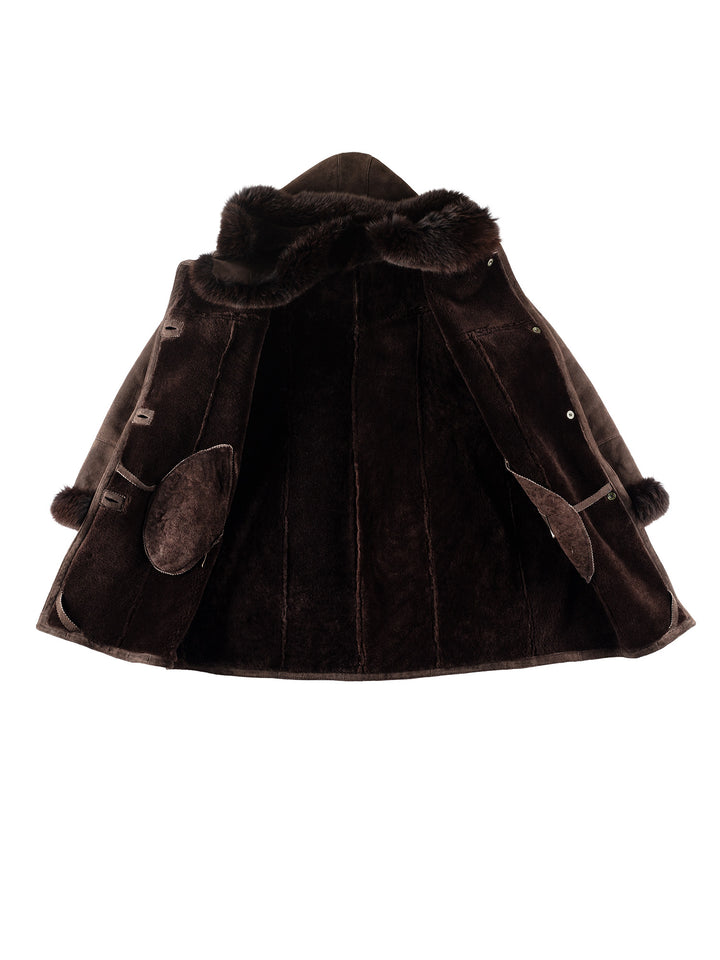 Vintage 80's Women Sheepskin Coat in BrownMN236