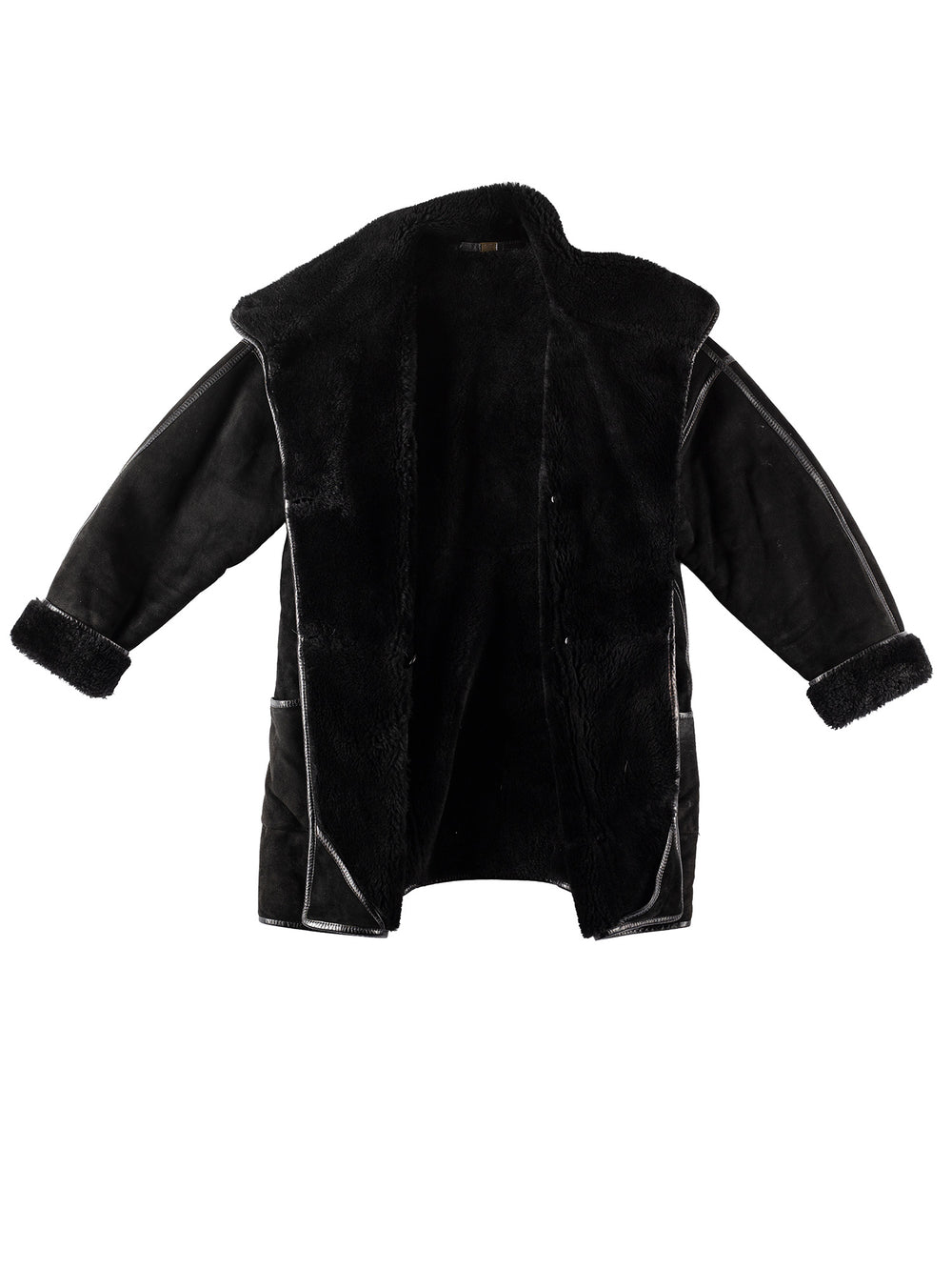 Vintage 90's Women Sheepskin Coat in BlackMN144