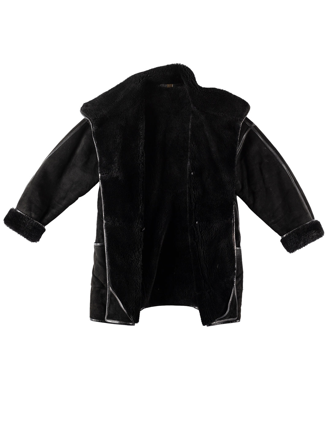 Vintage 90's Women Sheepskin Coat in BlackMN144