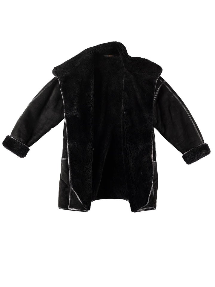 Vintage 90's Women Sheepskin Coat in BlackMN144