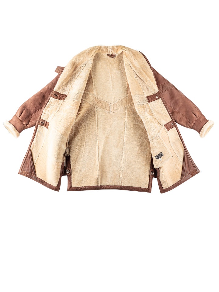 Vintage 80's Women Sheepskin Coat in BrownMN190