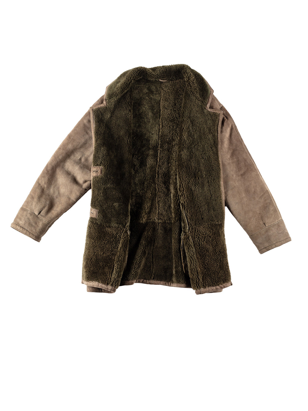 Vintage 80's Women Sheepskin Coat in KhakiMN146