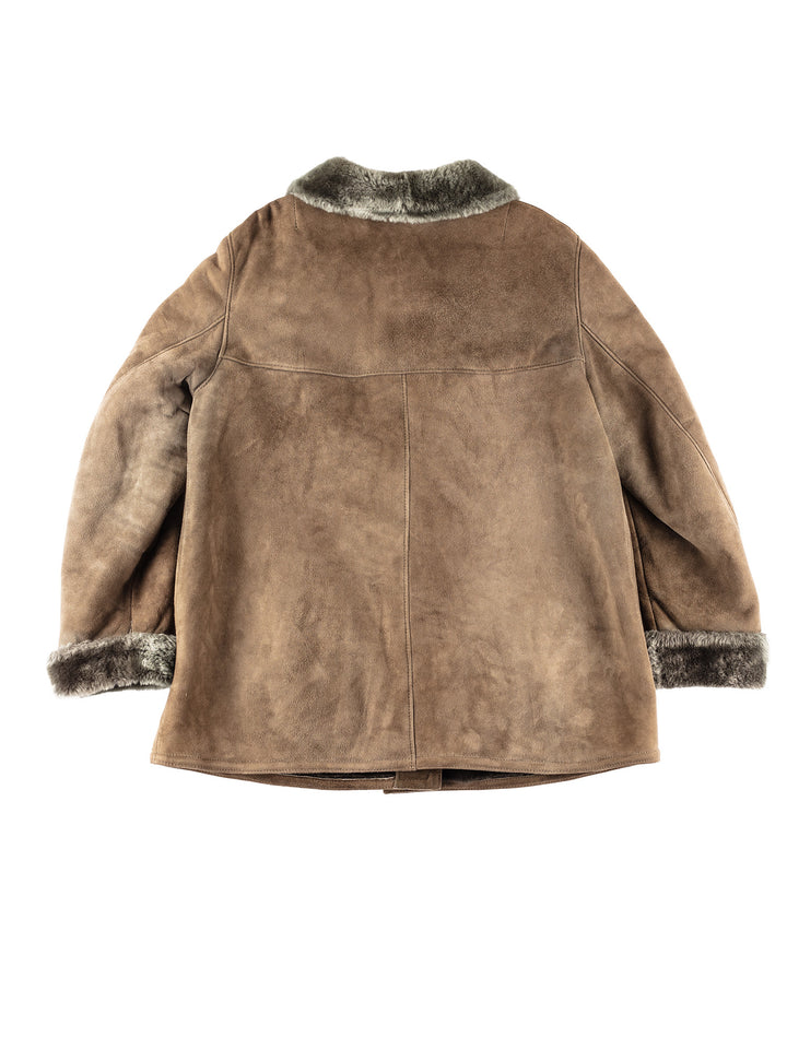 Vintage 90's Women Sheepskin Coat in Green