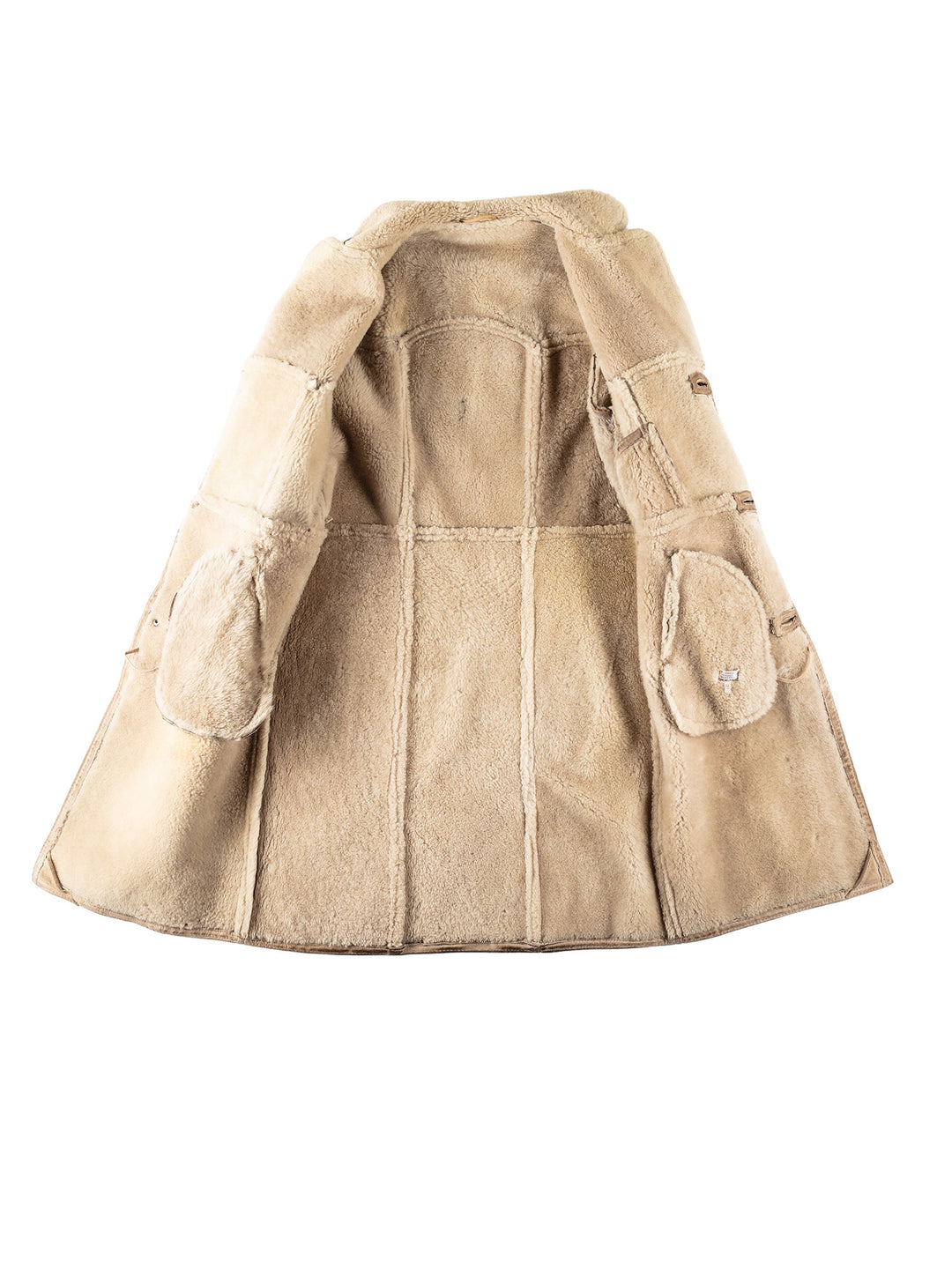 Vintage 70's Men Sheepskin Coat in Beige