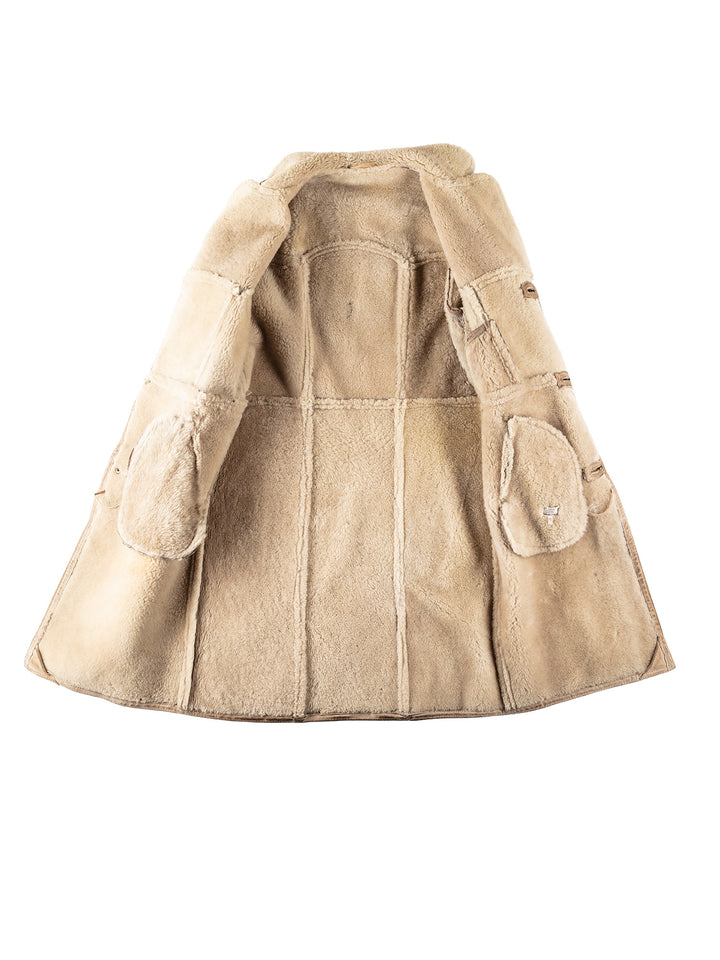 Vintage 70's Men Sheepskin Coat in Beige
