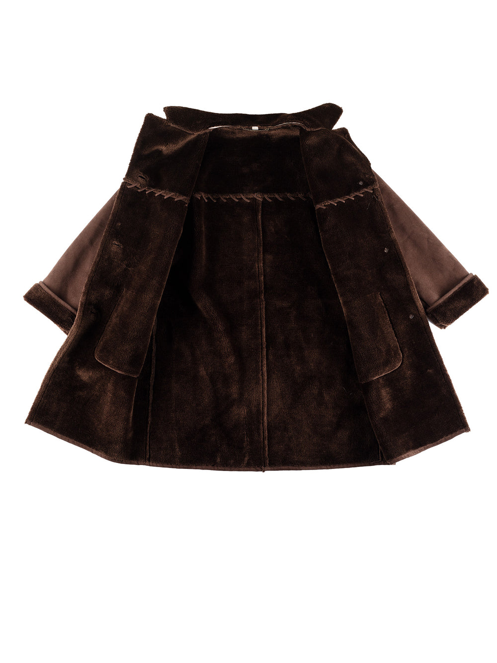 Vintage 80's Women Faux Sheepskin Coat in BrownMN424