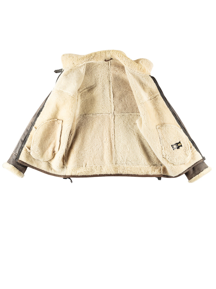 Vintage 80's Men Sheepskin Jacket in BrownVN257