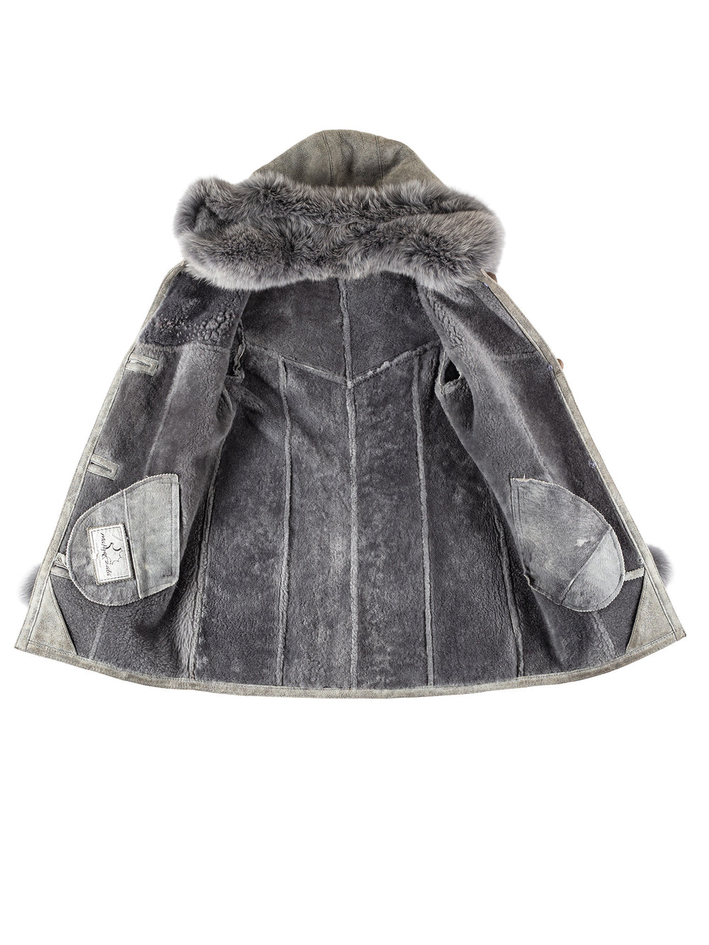 Vintage 90's Women Sheepskin Coat in GrayMN225