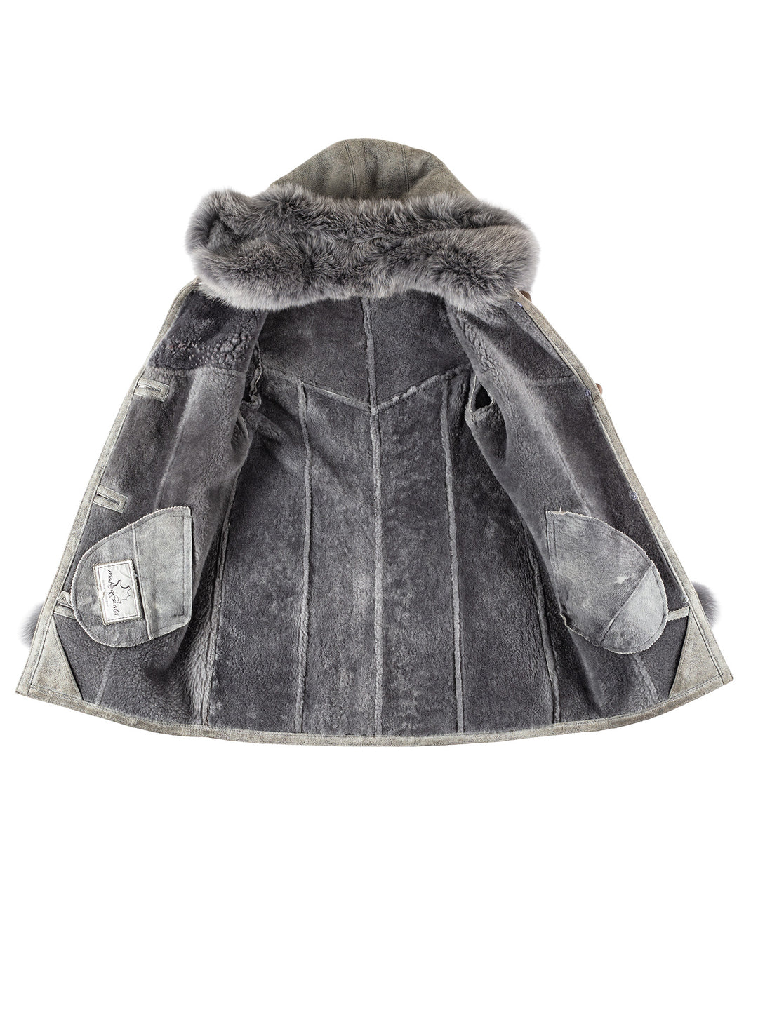 Vintage 90's Women Sheepskin Coat in GrayMN225