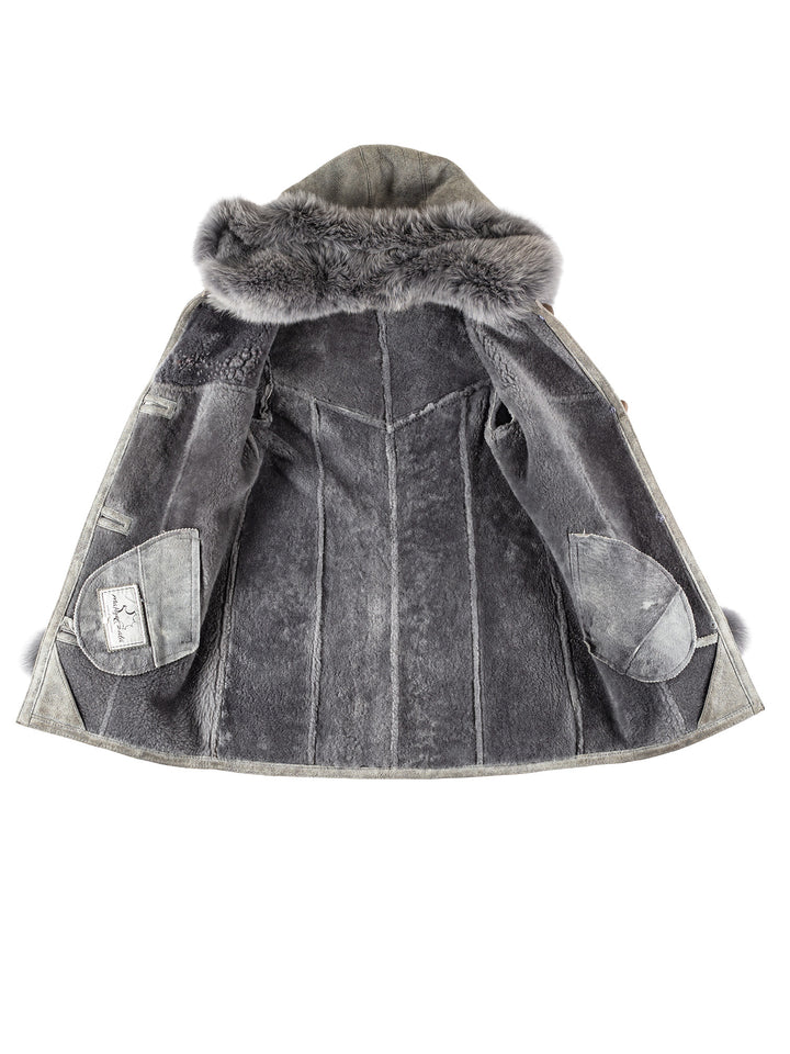 Vintage 90's Women Sheepskin Coat in GrayMN225