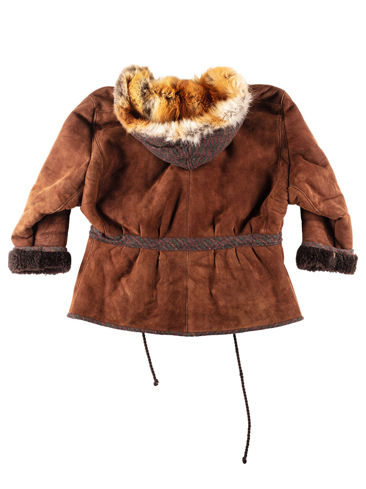 Vintage 70's Women Sheepskin Coat in Brown