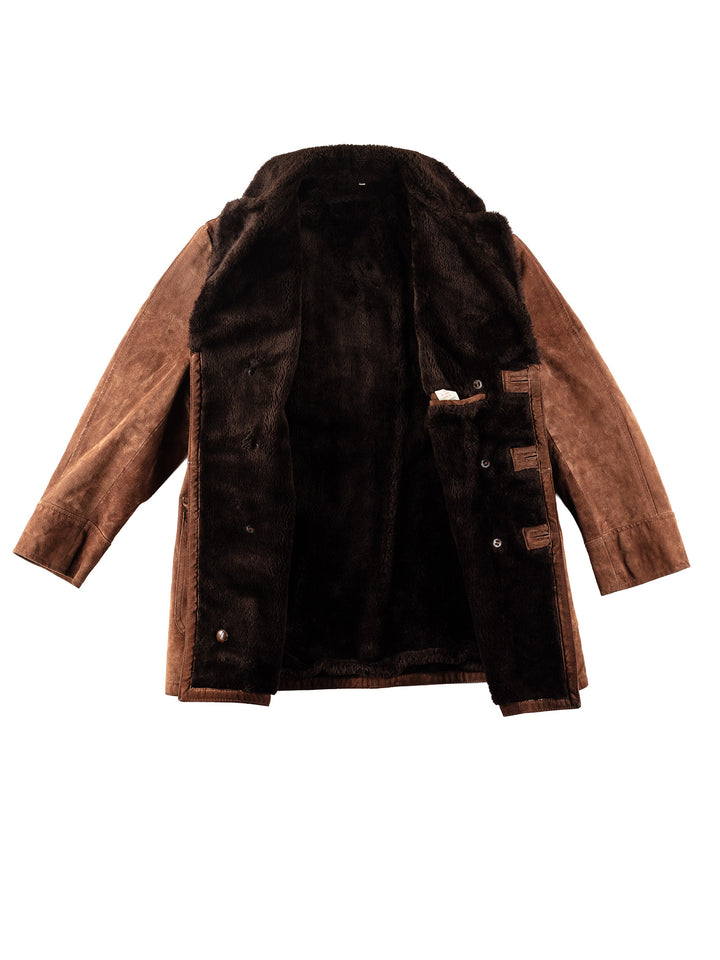 Vintage 70's Men Faux Sheepskin Coat in BrownVN190