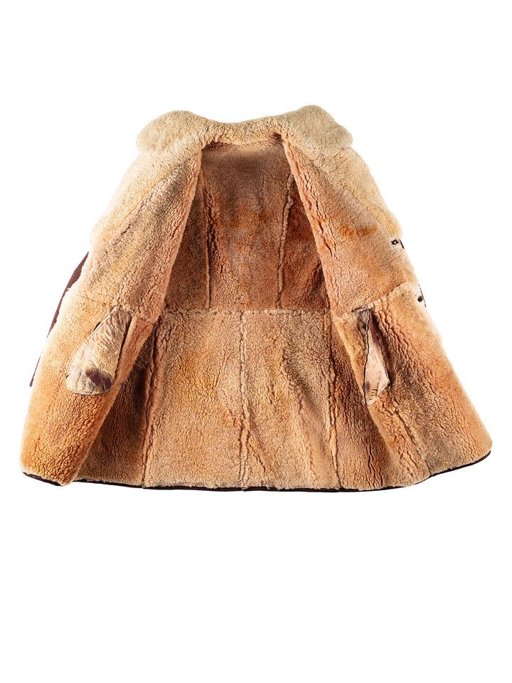 Vintage 70's Men Sheepskin Coat in BrownVN124
