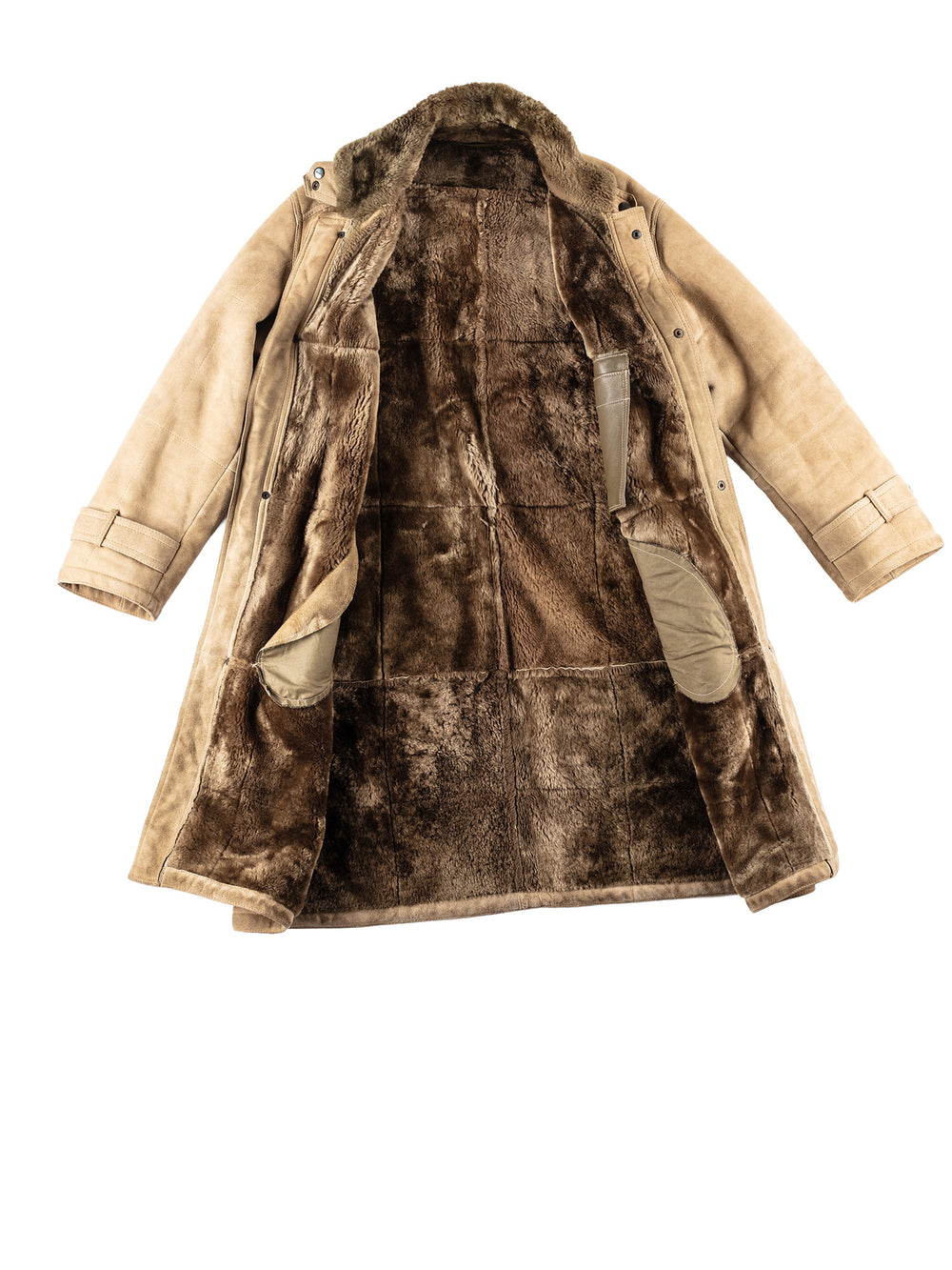 Vintage 80's Men Sheepskin Coat in Beige