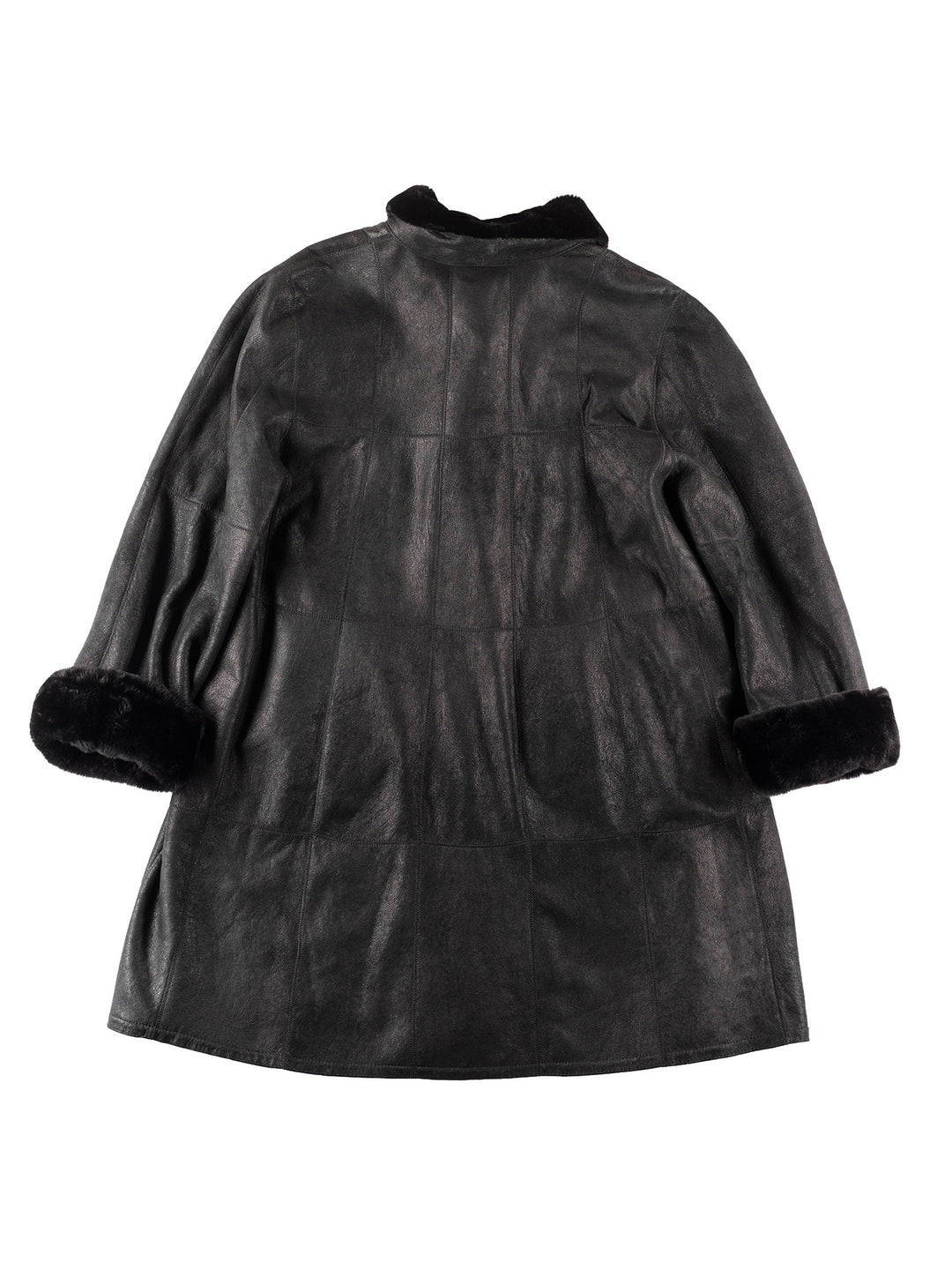 Vintage 90's Women Sheepskin Coat in Black