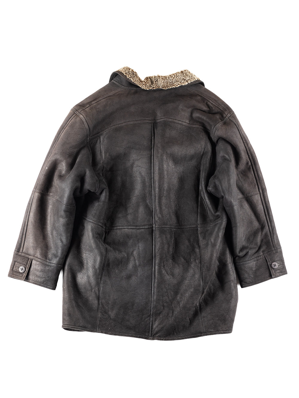 Vintage 90's Men Sheepskin Coat in Black