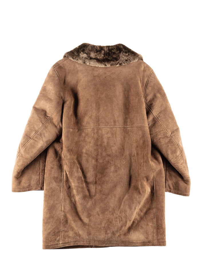 Vintage 80's Men Sheepskin Coat in Brown