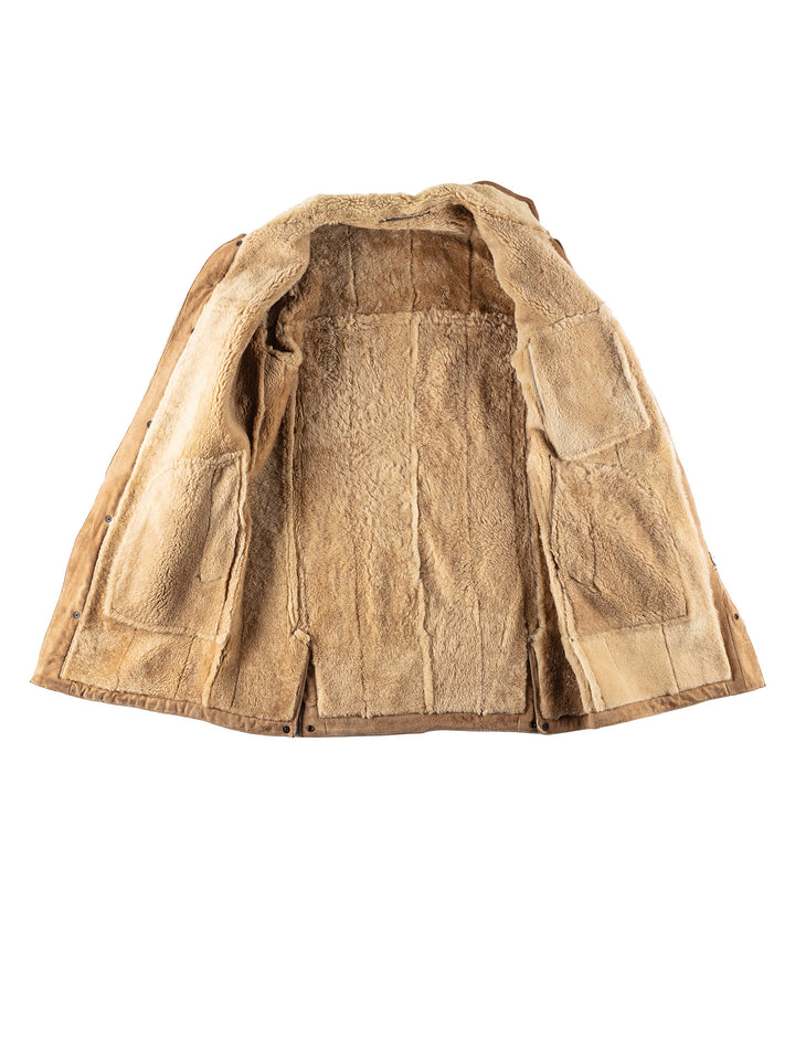 Vintage 80's Men Sheepskin Coat in BrownVN392