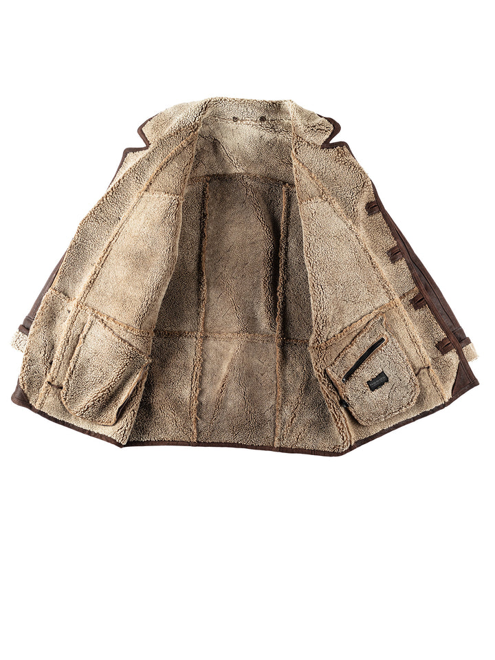 Vintage 80's Men Sheepskin Coat in BrownVN128
