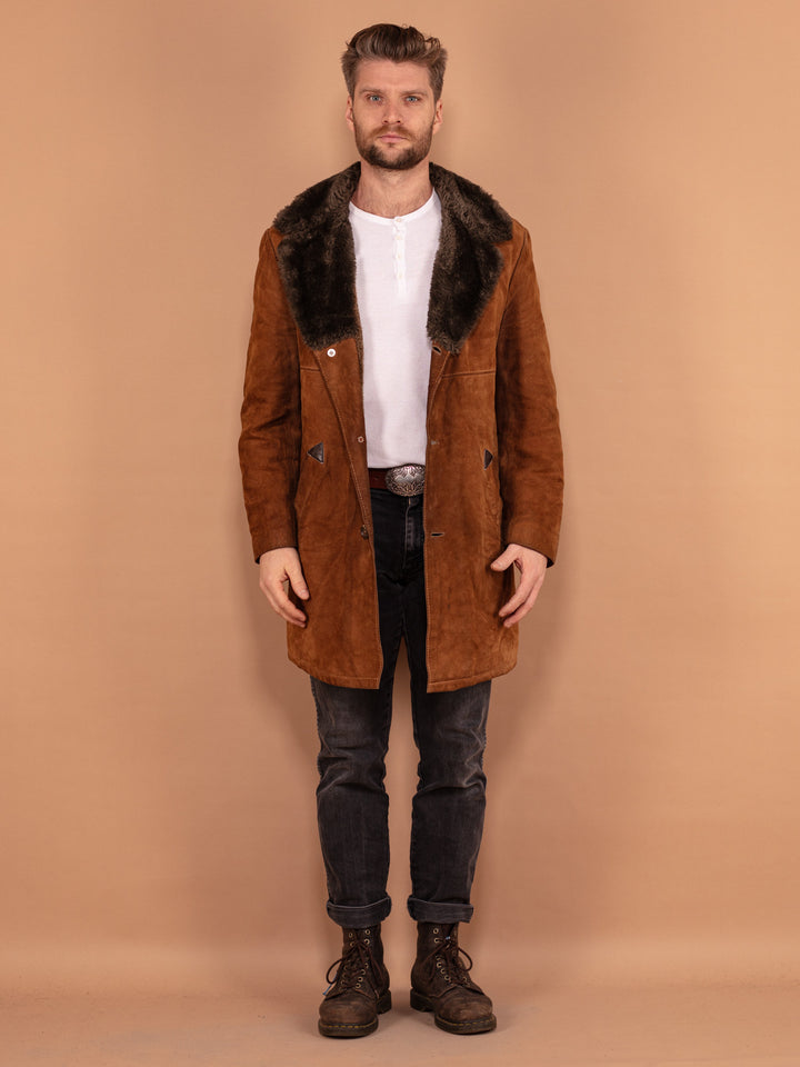 Vintage 70's Men Suede Sherpa Coat in Brown - NorthernGrip