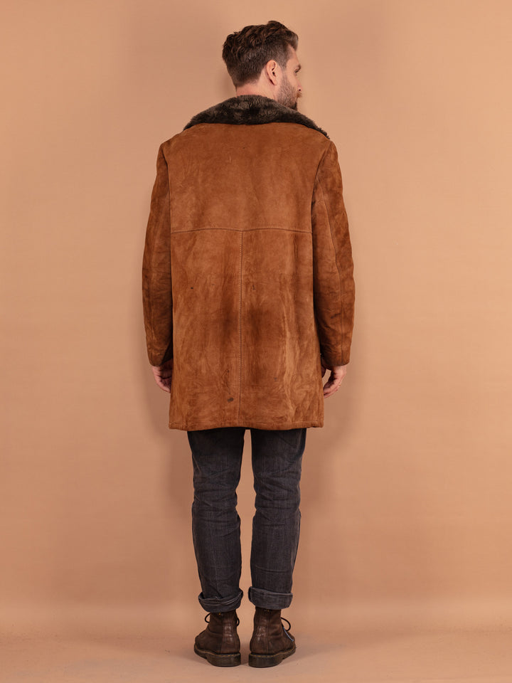 Vintage 70's Men Suede Sherpa Coat in Brown - NorthernGrip