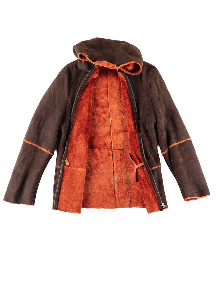 Vintage 00's Women Sheepskin Coat in Brown
