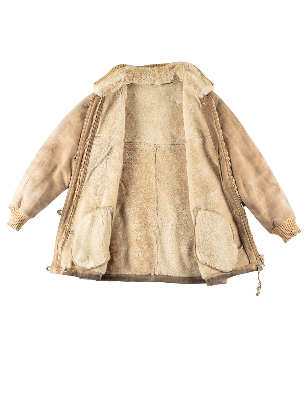 Vintage 80's Women Sheepskin Jacket in Beige